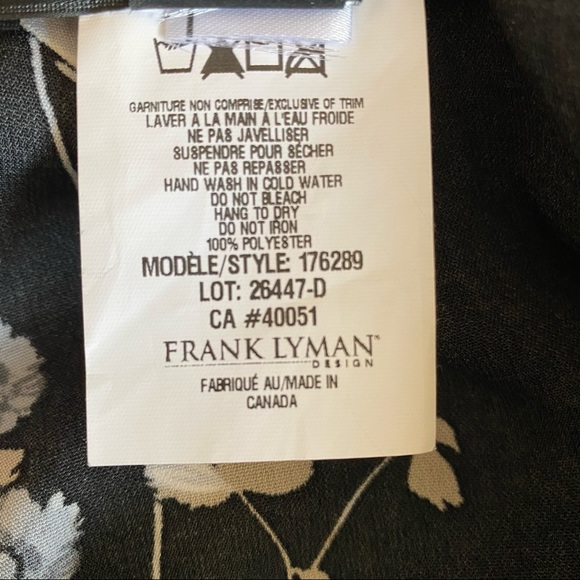 Frank Lyman floral black wide leg flare pant size 14 - Picture 15 of 15